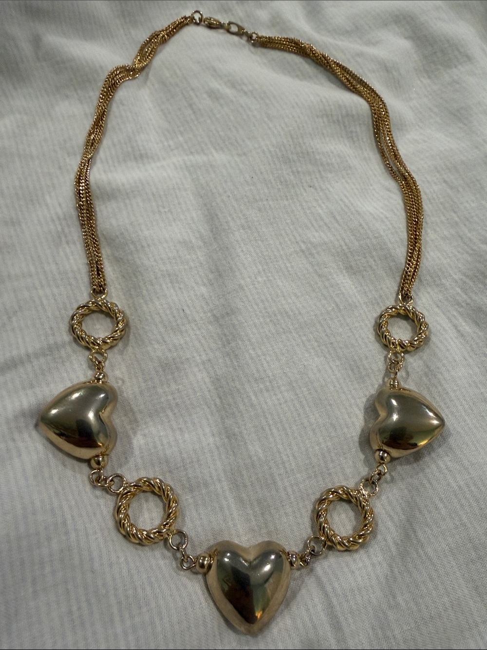 Gold Tone Heart Link Necklace - Women Jewelry